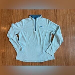 Light blue north face fleece  light coat quarter zip jacket